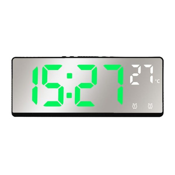 6631 LED Digital Display Multifunctional Electronic Clock Desktop Temperature Mirror Alarm Clock (Green Light)