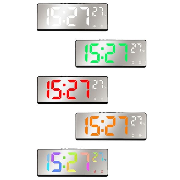 6631 LED Digital Display Multifunctional Electronic Clock Desktop Temperature Mirror Alarm Clock (Green Light) - Image 2