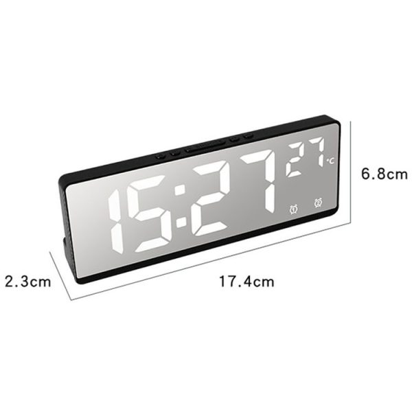 6631 LED Digital Display Multifunctional Electronic Clock Desktop Temperature Mirror Alarm Clock (Green Light) - Image 3