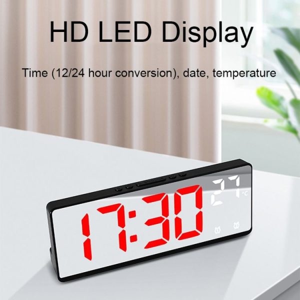 6631 LED Digital Display Multifunctional Electronic Clock Desktop Temperature Mirror Alarm Clock (Green Light) - Image 5