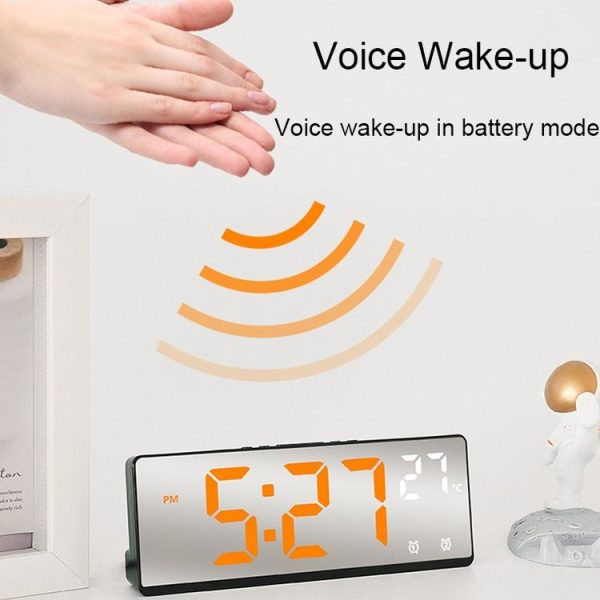 6631 LED Digital Display Multifunctional Electronic Clock Desktop Temperature Mirror Alarm Clock (Green Light) - Image 6