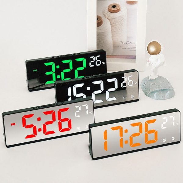 6631 LED Digital Display Multifunctional Electronic Clock Desktop Temperature Mirror Alarm Clock (Green Light) - Image 7