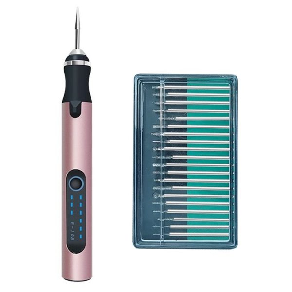 SNJ-3681 Mini Engraving Pen Wireless Polishing Electric Grinder, Style: Roae Gold+Grinding Head