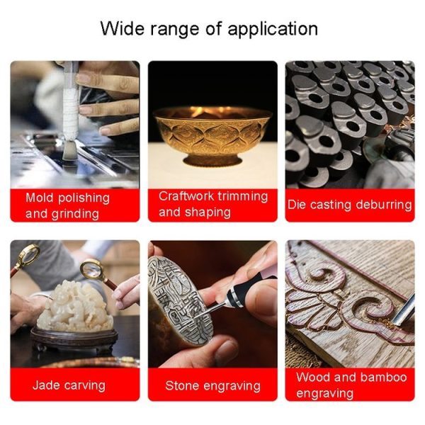 SNJ-3681 Mini Engraving Pen Wireless Polishing Electric Grinder, Style: Roae Gold+Grinding Head - Image 8