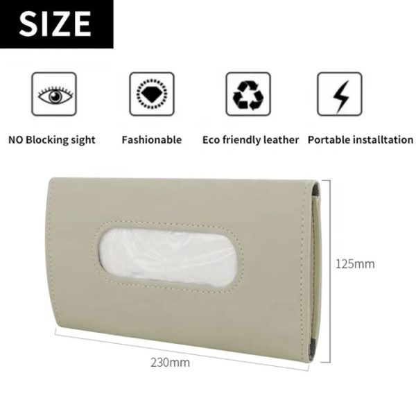Car Sun Visor Tissue Holder Leather Hanging Storage Box (Black) - Image 3