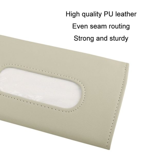 Car Sun Visor Tissue Holder Leather Hanging Storage Box (Black) - Image 5