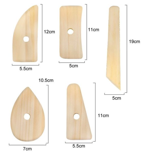 5pcs / set Wooden Skeleton Knife Pottery Scraper Handmade Tools - Image 2