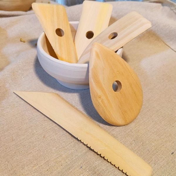 5pcs / set Wooden Skeleton Knife Pottery Scraper Handmade Tools - Image 4