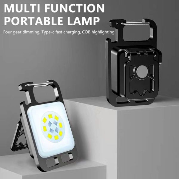 Key Chain Light Magnetic Suction Work Light Rechargeable Flashlight For Outdoor Camping (White) - Image 4