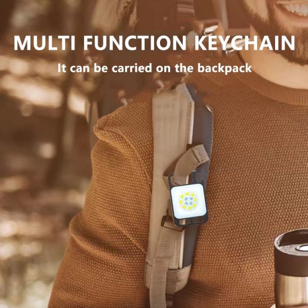 Key Chain Light Magnetic Suction Work Light Rechargeable Flashlight For Outdoor Camping (White) - Image 9