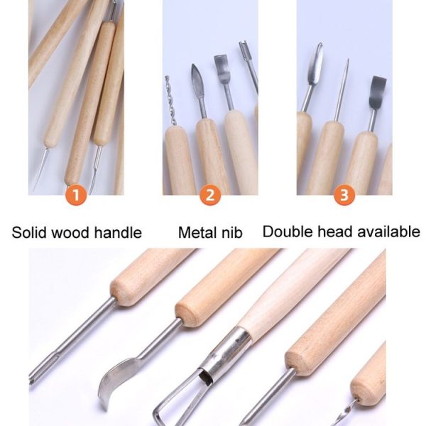 11pcs / set 11pcs / set Soft Clay DIY Wooden Knife Tools - Image 3