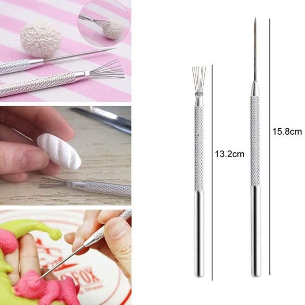 5pcs Ceramic Aluminum Rod Puncher DIY Clay Art Supplies (Texture Brush) - Image 3