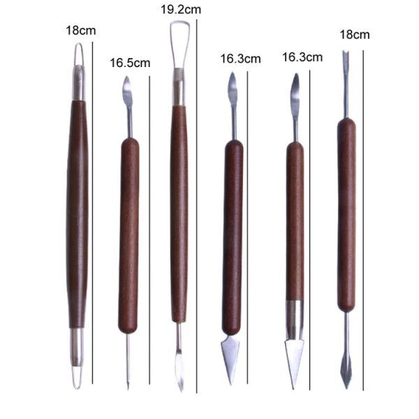 6pcs / set Wooden Pottery Trimming Tools Educational Art Supplies - Image 3