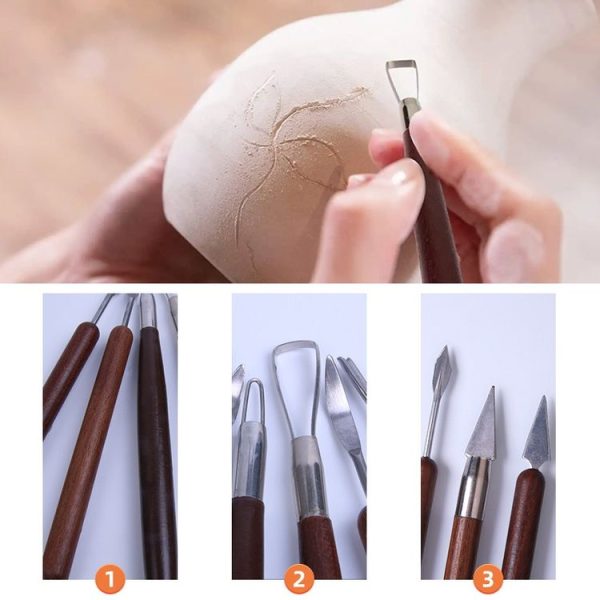 6pcs / set Wooden Pottery Trimming Tools Educational Art Supplies - Image 4