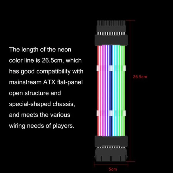 Double 8pin Graphics Card Power Supply Wire White 5V ARGB Neon Color Line - Image 10