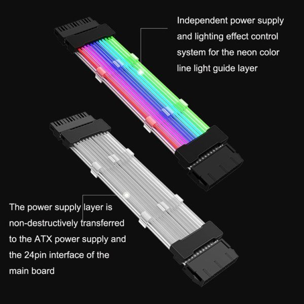 Double 8pin Graphics Card Power Supply Wire White 5V ARGB Neon Color Line - Image 5