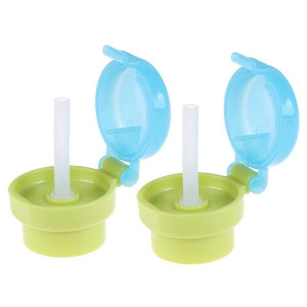 2pcs CJ07205 Baby Straw Lids Portable Drinking Straw Lids for Children (Green)