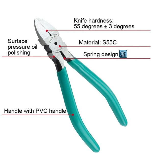 ProsKit PM-805E Thin Knife Water Nose Pliers 5 Inch Angled Nose Pliers (Green) - Image 3