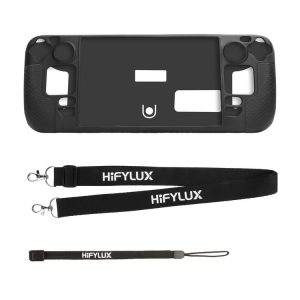 Steam Deck Hifylux ST-PF14 Game Console Silicone Case Anti-scratch Non-slip Handheld Case Lanyard (Black)