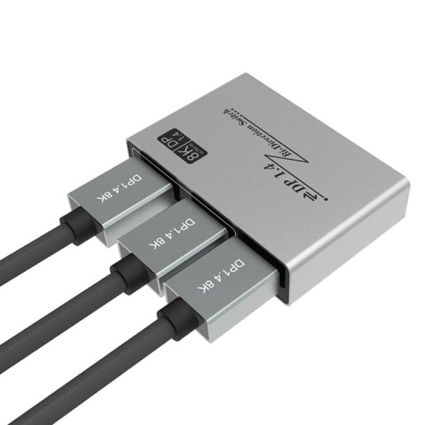 8K 60HZ 1.4V 2 In 1 Out DP Bidirectional Switcher (Grey)
