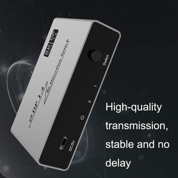 8K 60HZ 1.4V 2 In 1 Out DP Bidirectional Switcher (Grey) - Image 4