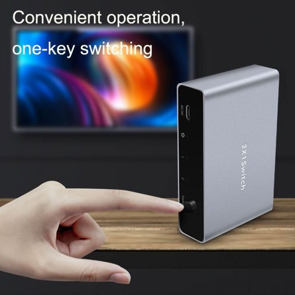 8K 60HZ 1.4V 2 In 1 Out DP Bidirectional Switcher (Grey) - Image 5