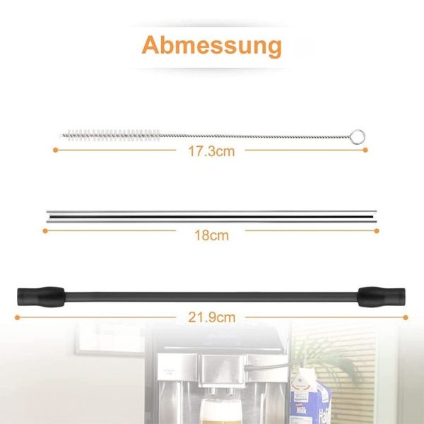 Bosch VeroAroma / Siemens EQ.6 Series Coffee Machine Milk Pipe and Cleaning Brush Set (Dark Gray) - Image 3