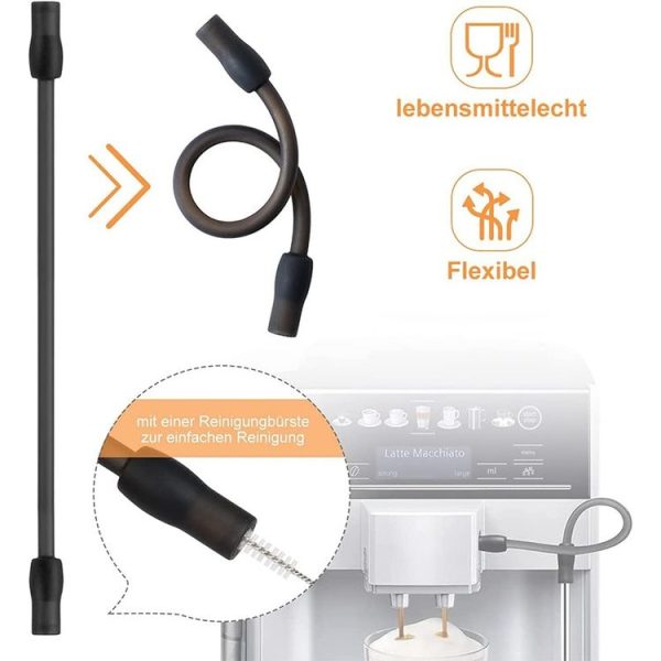 Bosch VeroAroma / Siemens EQ.6 Series Coffee Machine Milk Pipe and Cleaning Brush Set (Dark Gray) - Image 4