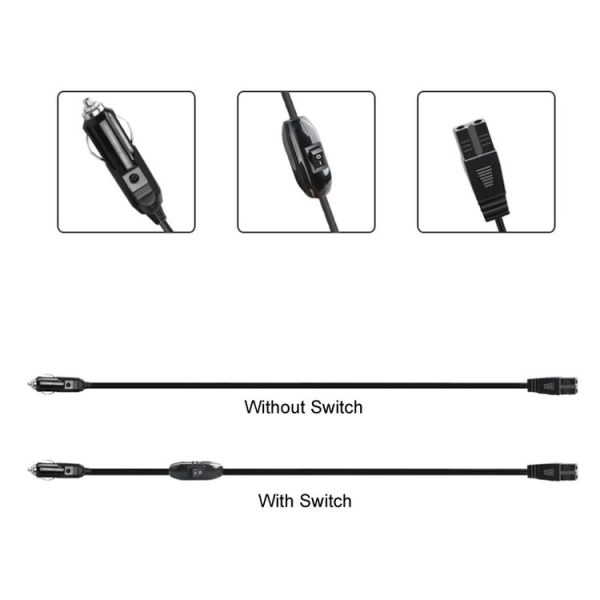 12V / 24V Car Refrigerator Cable B Suffix Cigarette Lighter Plug Power Cord, Length: 1m Without Switch - Image 3