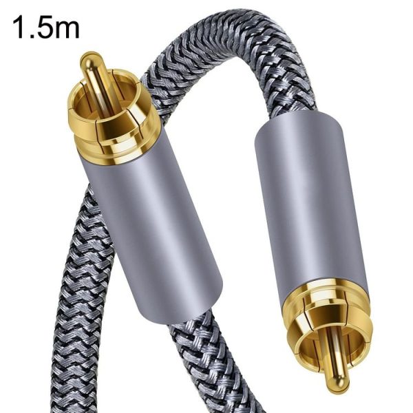 1.5m Pure Copper RCA Coaxial HIFI Digital Audio Cable SPDIF Subwoofer Speaker Cable (Silver Gray)
