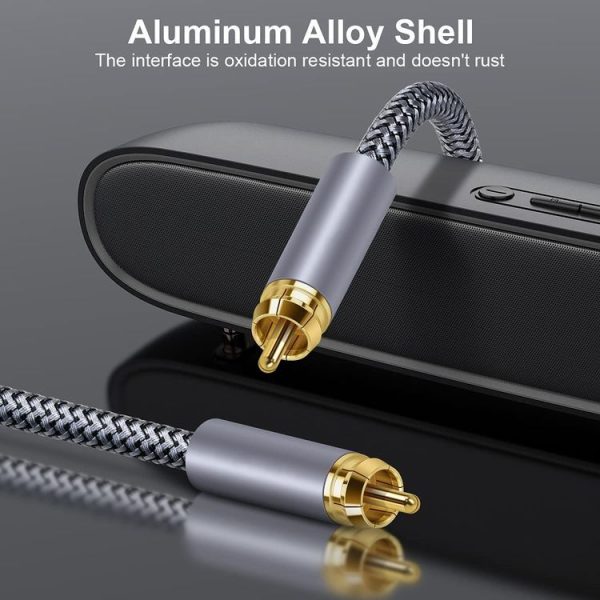 2m Pure Copper RCA Coaxial HIFI Digital Audio Cable SPDIF Subwoofer Speaker Cable (Silver Gray) - Image 4