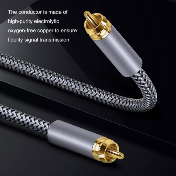 2m Pure Copper RCA Coaxial HIFI Digital Audio Cable SPDIF Subwoofer Speaker Cable (Silver Gray) - Image 5