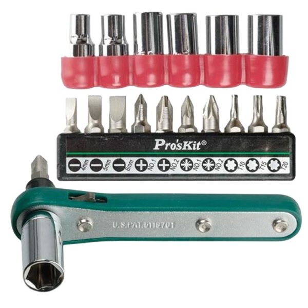 ProsKit 1PK-202B 16 In 1 Socket Driver Head Ratchet Wrench Set