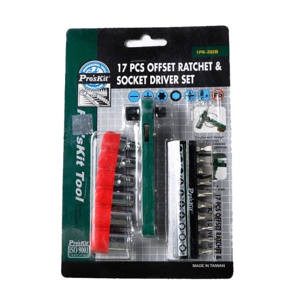 ProsKit 1PK-202B 16 In 1 Socket Driver Head Ratchet Wrench Set - Image 2