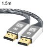 1.5m 1.4 Version DP Cable Gold-Plated Interface 8K High-Definition Display Computer Cable 30AWG OD: 6.3MM With Nylon Mesh (Silver)