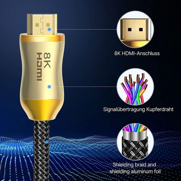 CO-HD801 1.5m HDMI 2.1 Version 8K 60Hz For PS4 Cable Projector Notebook Set-Top Box Cable (Gold) - Image 3