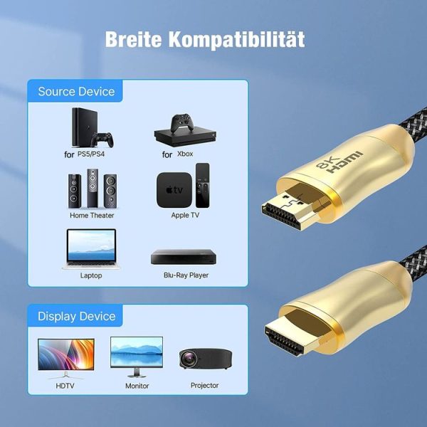CO-HD801 1.5m HDMI 2.1 Version 8K 60Hz For PS4 Cable Projector Notebook Set-Top Box Cable (Gold) - Image 4