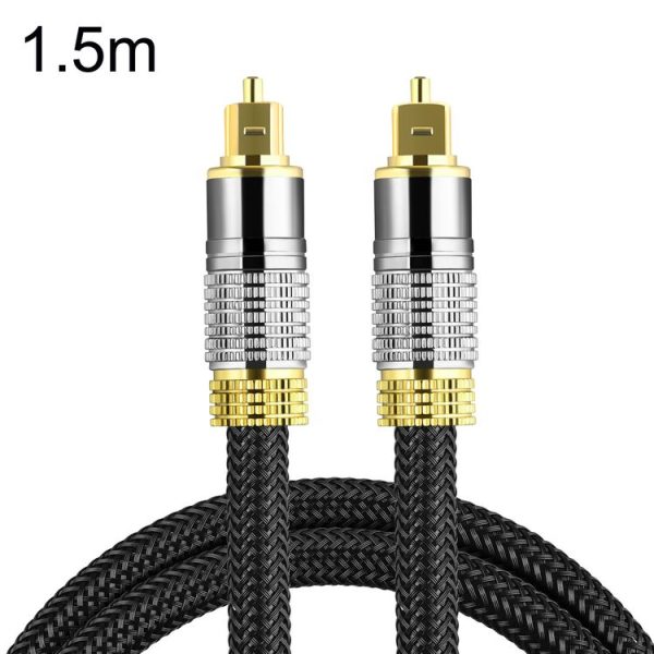 CO-TOS101 1.5m Optical Fiber Audio Cable Speaker Power Amplifier Digital Audiophile Square To Square Signal Cable (Bright Gold Plated)