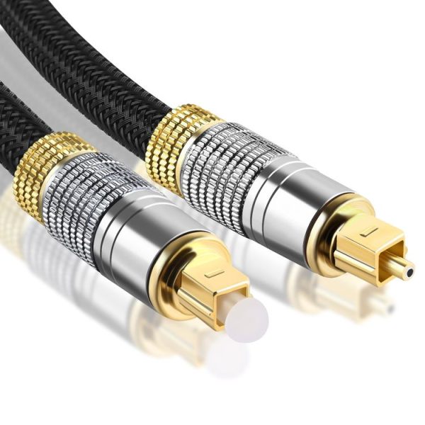 CO-TOS101 1.5m Optical Fiber Audio Cable Speaker Power Amplifier Digital Audiophile Square To Square Signal Cable (Bright Gold Plated) - Image 2