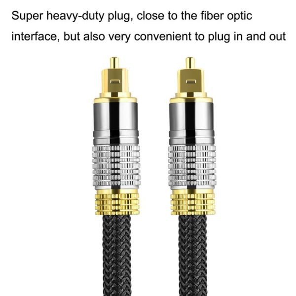CO-TOS101 1.5m Optical Fiber Audio Cable Speaker Power Amplifier Digital Audiophile Square To Square Signal Cable (Bright Gold Plated) - Image 4