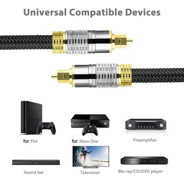 CO-TOS101 1.5m Optical Fiber Audio Cable Speaker Power Amplifier Digital Audiophile Square To Square Signal Cable (Bright Gold Plated) - Image 6