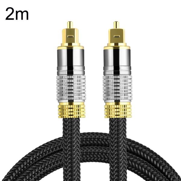 CO-TOS101 2m Optical Fiber Audio Cable Speaker Power Amplifier Digital Audiophile Square To Square Signal Cable (Bright Gold Plated)