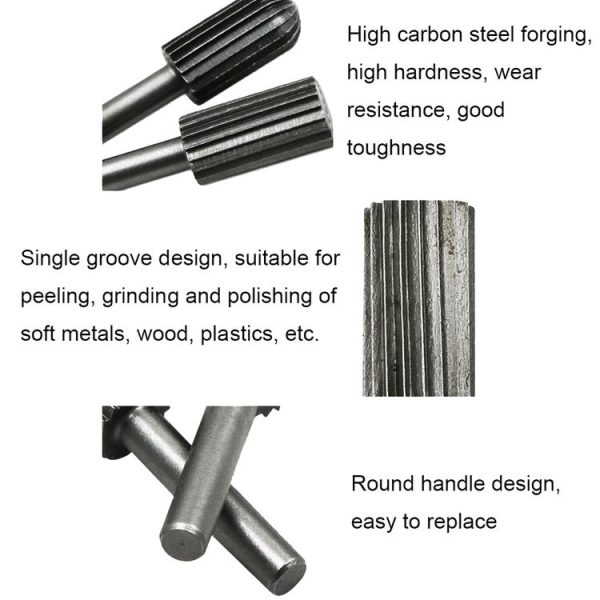 Hard High Carbon Steel Rotary Carving Knife Abrasive Processing Grinding Head Set (6pcs / set) - Image 4
