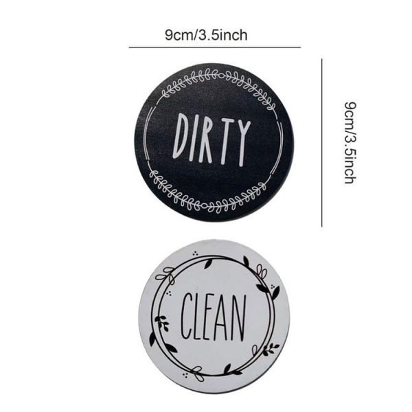 Dishwasher Round Magnet Clean Dirty Sign Double-Sided Dishwasher Magnet Cover (Gray White) - Image 3