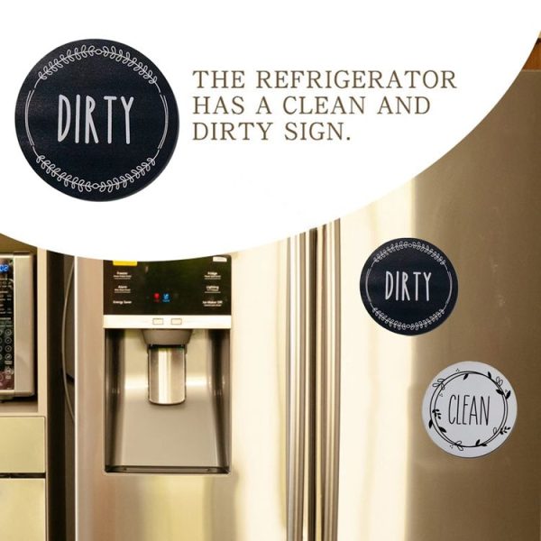 Dishwasher Round Magnet Clean Dirty Sign Double-Sided Dishwasher Magnet Cover (Gray White) - Image 4