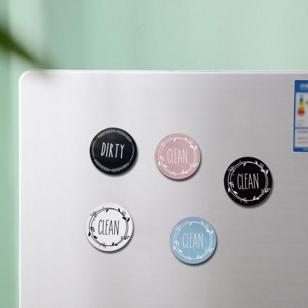 Dishwasher Round Magnet Clean Dirty Sign Double-Sided Dishwasher Magnet Cover (Gray White) - Image 5
