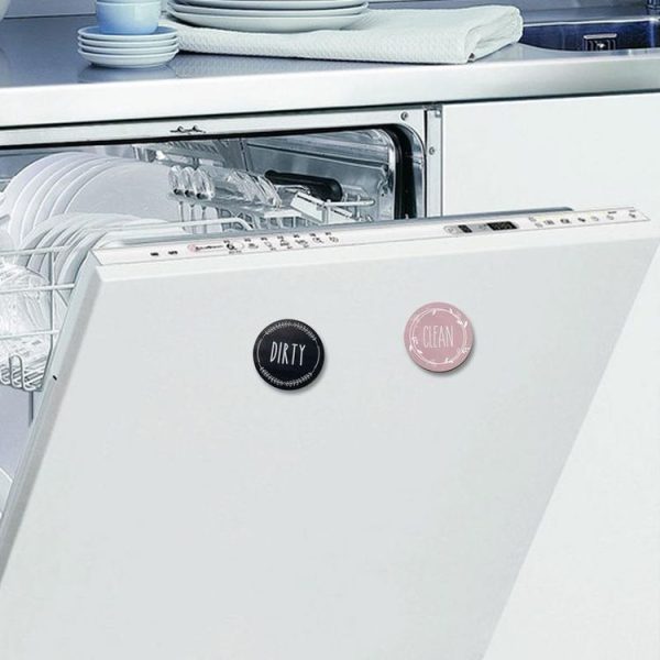 Dishwasher Round Magnet Clean Dirty Sign Double-Sided Dishwasher Magnet Cover (Gray White) - Image 6