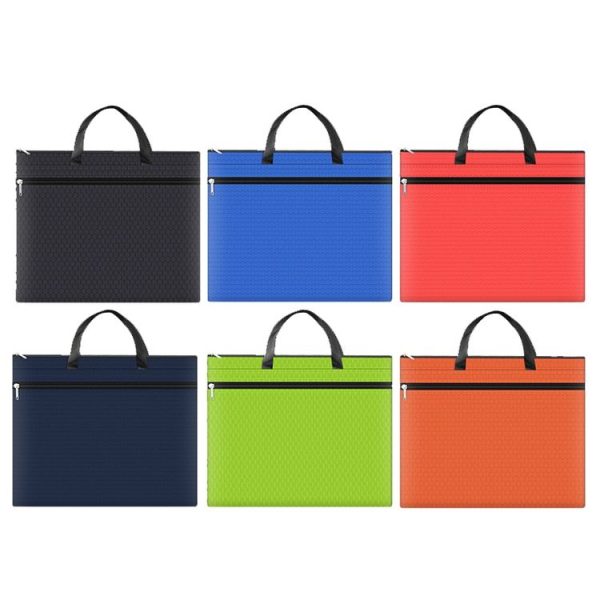 A3-8133 Large-capacity Handheld Zipper File Bag Oxford Cloth Waterproof Art Storage Bag (Ink Blue) - Image 2