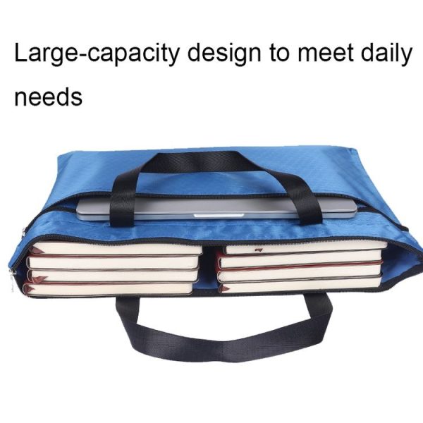 A3-8133 Large-capacity Handheld Zipper File Bag Oxford Cloth Waterproof Art Storage Bag (Ink Blue) - Image 3