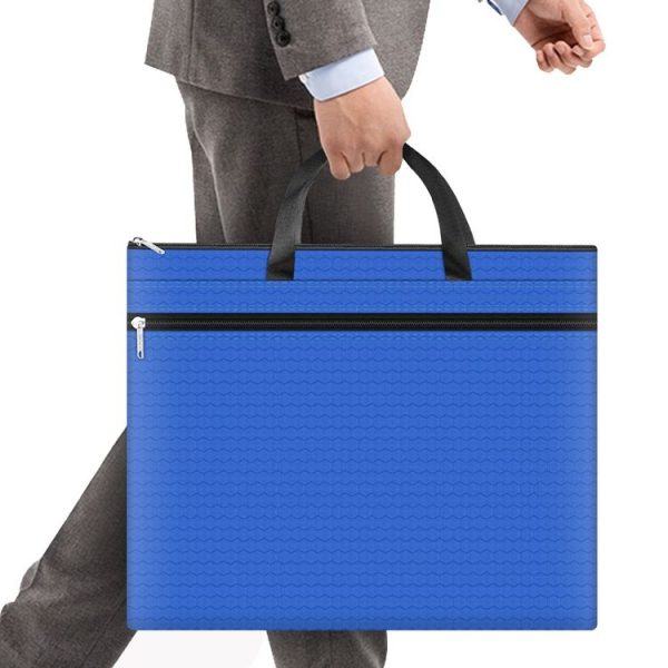 A3-8133 Large-capacity Handheld Zipper File Bag Oxford Cloth Waterproof Art Storage Bag (Ink Blue) - Image 4